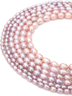 Natural Pearl Beads Rice 4-5mm Purple Freshwater Cultured Loose Gemstone Beads for DIY Jewelry Making 13.8''/Strand