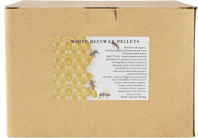 Natural White Beeswax Granules (10-Pound) | Unrefined Pure Material for DIY Projects | Candle Making, Skin Care, Lip Balm, Soap Base | Organic Beeswax Pellets