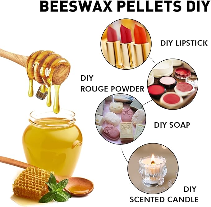 Beeswax Pellets 10LB, Organic White Bees Wax for DIY Candles, Beeswax for Candle Making, Skin, Body, Face, and Hair Care, Lotions, DIY Creams, Lip Balm and Soap Making Supplies