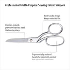 Professional Stainless Steel Fabric Scissors, 8-Inch Heavy Duty MultiPurpose Tailor Sewing Scissors for Fabric Cutting, Leather, Craft, Sharp Precision Shears Blades, Ergonomic Comfort Grip