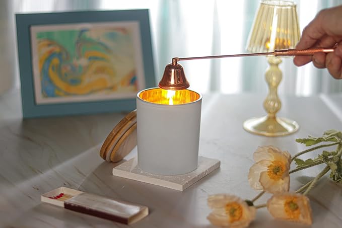 Aroparc Candle Jars with Lids 10oz, Elegant Gold Interior Candle Jars for Candle Making 12 Pieces with Bamboo Lids - White Matte