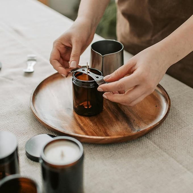 Niceme 100pcs ECO Wicks for Soy Beeswax Pearled Candles, 6” Pre-Waxed Candle Wick for Candle Making No Soot Steady Clean Burning Thick Candle Wick with Base