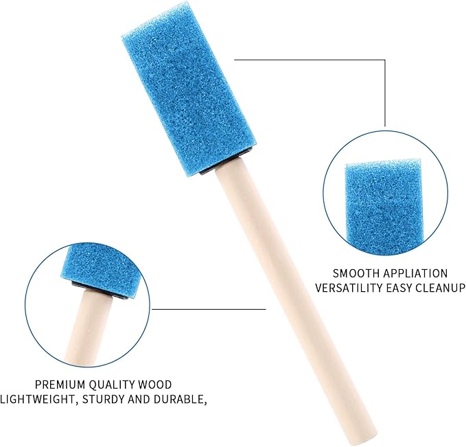 1" Foam Paint Brushes - 100 Pack, 1-Inch Painting Sponges - Premium Foam Brushes - Lightweight & Durable - Sponge Brush Ideal for Painting, Crafting, Acrylics, Stains, Varnishes (Blue)