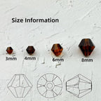 500pcs 3mm Bicone Glass Crystal Beads for Jewelry Making, Faceted Bicone Glass Spacer Beads for Bracelet Earring Necklace DIY Craft(Dark Amber)