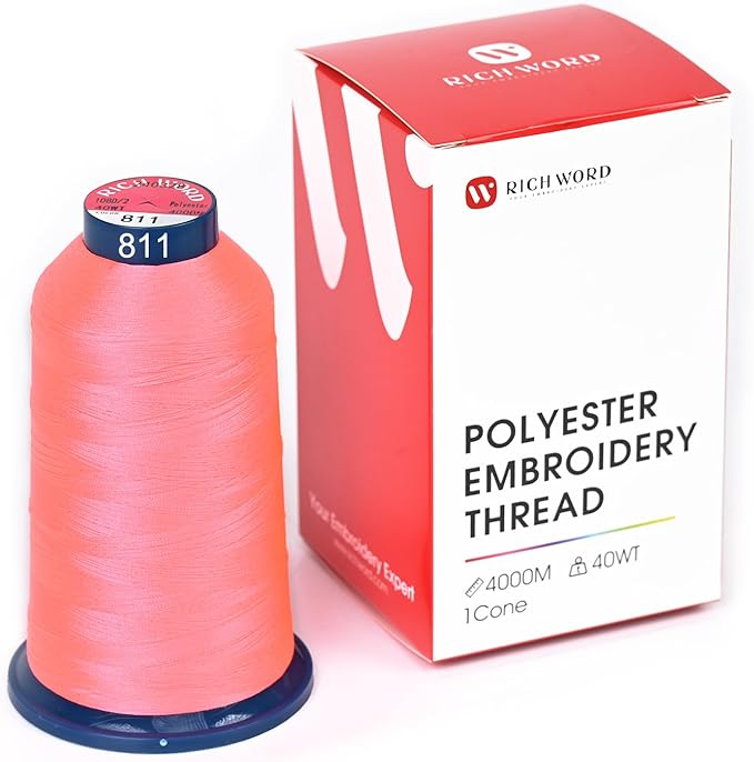 Richword Selected Pink Embroidery Thread 4000M(4374Y) 40WT Polyester Thread 100 Colors Selected for Commercial Multi Needles and Single Needle Embroidery Machine 0811