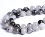 AAA Natural Black Quartz Rutilated Beads Round Loose Beads for Jewelry Making DIY Bracelet 38pcs 10mm Crystal Energy Healing Power Stone (Black Rutilated Quartz Crystal, 10mm)