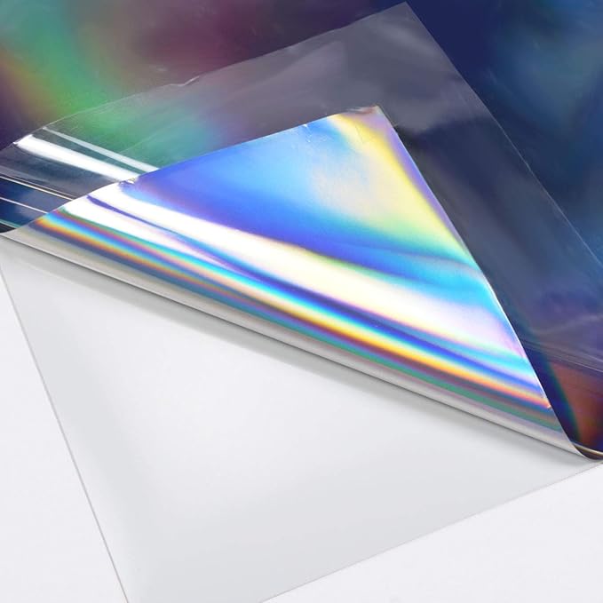 GIRAFVINYL Black Holographic Vinyl, 12" X 6ft Glossy Rainbow Black Permanent Vinyl for Crafts, Expressions, Decal, Signs, Stickers