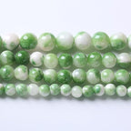 32pcs 12mm Natural Green White Persian Jade Stone Round Beads for Jewelry Making Loose Spacer Beads DIY Bracelets Necklaces 15" (12mm, Green Persian Jade)