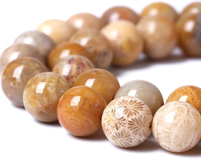 10MM Coral Jade Stone Beads Chrysanthemum Gemstone Round Crystal Energy Jade Beads for Jewelry and Bracelets Making 72pcs 2 Strands 32"