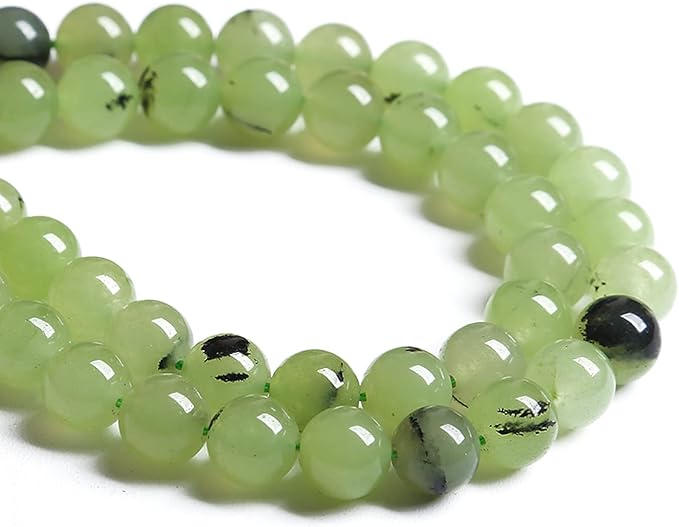 8MM 46PCS Natural Stone Prehnite Jade Loose Beads for Jewelry Making DIY Bracelet Necklace
