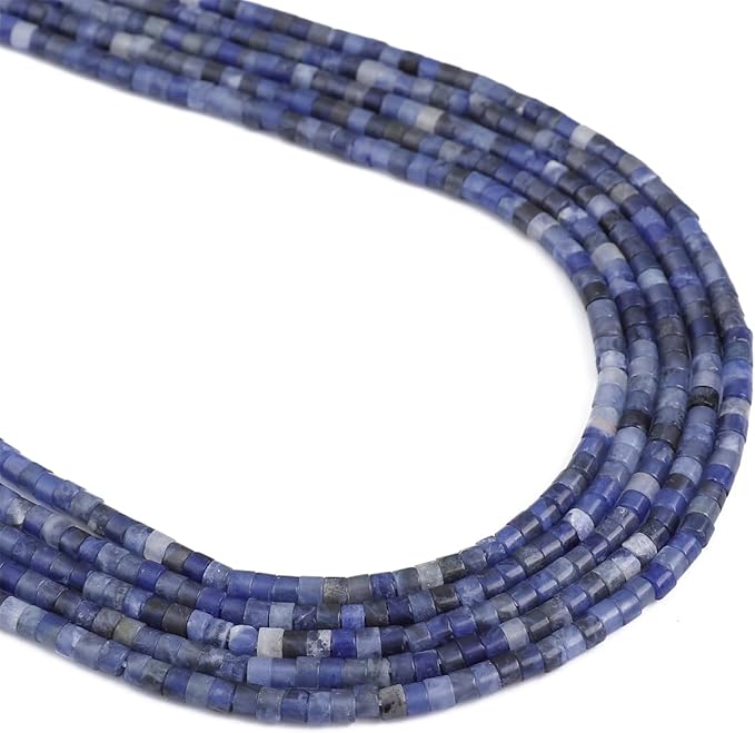 Natural Blue Sodalite Spacer Beads Caps Flat Round Loose Beads for Beading Jewelry Making 3mmx2mm 38cm