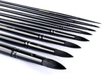 Transon 8pcs Round Watercolor Paint Brush Set Goat Hair for Watercolors,Acrylics,Inks,Gouache,Oil and Tempera Black Color