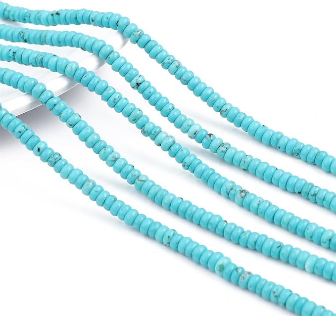 Natural Blue Turquoise Spacer Beads Caps Rondelle Disk Loose Beads for Beading Jewelry Making 4mmx2mm 38cm