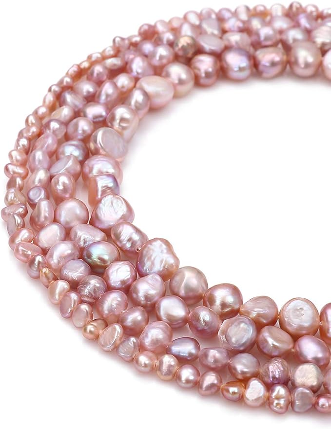 Natural Pearl Beads Side Hole 4-5mm Purple Freshwater Cultured Loose Gemstone Beads for DIY Jewelry Making 13.8''/Strand