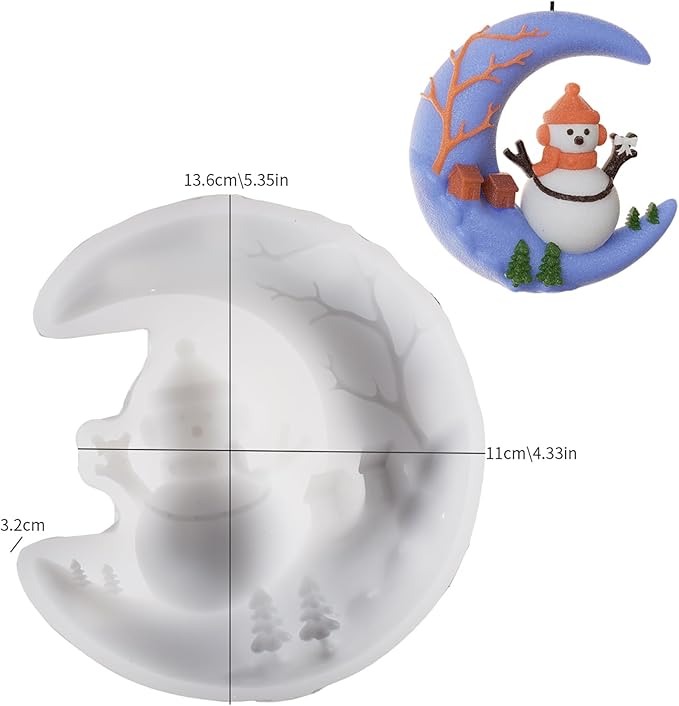 Moon Molds Moon Snowman Resin Mold - Resin Casting Silicone Molds for Home Decor & Candle Making Wave Spiral Mold