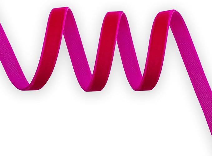 Nylon Single Face Velvet Ribbon,3/8 Inch X 25 Yards Spool (Shocking Pink)