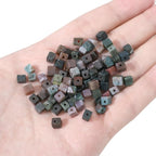Natural Indian Agate Square Stone Beads 4x4mm 85pcs Cube Loose Semi Gemstone Beads for Jewelry Making Design