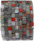 Natural Bloodstone Square Stone Beads 4x4mm 85pcs Cube Loose Semi Gemstone Beads for Jewelry Making Design