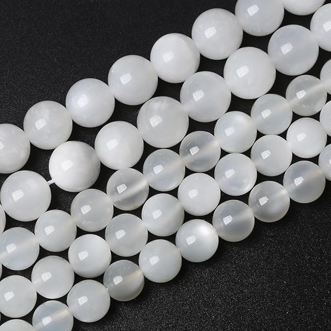 60pcs 6mm Natural White Moonstone Beads AAA Gemstone Round Loose Beads for Jewelry Making DIY Bracelets Necklaces Crystal Energy Healing Stone Beads 15" (6mm, White Moonstone)