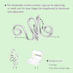 3Pcs Handmade Crochet Tension Ring, Adjustable Companion Knitting Ring with Box Gifts for Crocheters Women (Silver)