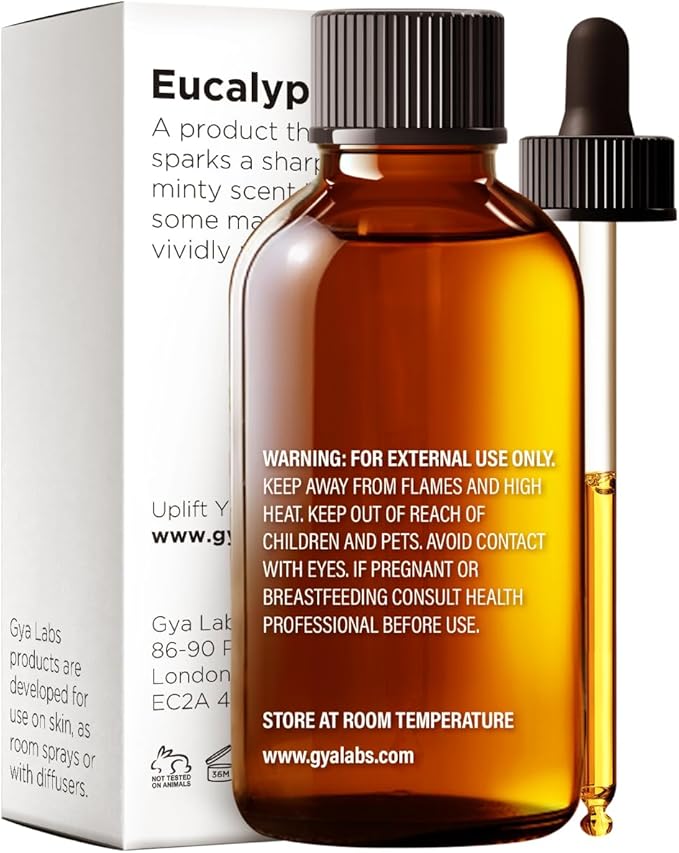 Gya Labs Eucalyptus Essential Oil - 4 Fl Oz - for Hair, Skin, Diffuser, Aromatherapy & DIY Candle Making Scent