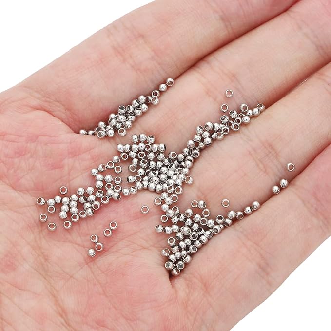 Platinum Plated Round Spacer Beads 2mm 600pcs for Jewelry Making Findings Non Tarnish