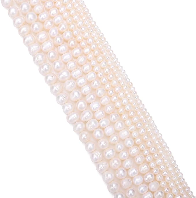 Natural Pearl Beads Potato 10-11mm White Freshwater Cultured Loose Gemstone Beads for DIY Jewelry Making 13.8''/Strand