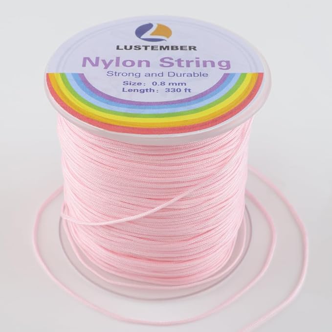 0.8mm Nylon String, Strong Bracelet String, Durable Nylon Cord for Jewelry Making, Bracelets, Beading, Necklaces, Rattail Braiding, Kumihimo, Wind Chimes, Blinds and Handicrafts