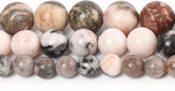 35pcs 10mm Natural Stone Beads Pink Zebra Jasper Beads Crystal Gemstone for Jewelry Making, DIY Bracelet Necklace