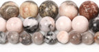 60pcs 6mm Natural Stone Beads Pink Zebra Jasper Beads Crystal Gemstone for Jewelry Making, DIY Bracelet Necklace