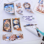 Dwpetzo Astrologer Journaling Sticker Book for Adults, 20 Sheets A5 Precut Transparent PET Washi Paper Materials Stickers for Scrapbooking, Junk Journal Supplies, Planners, Bujo, Collage