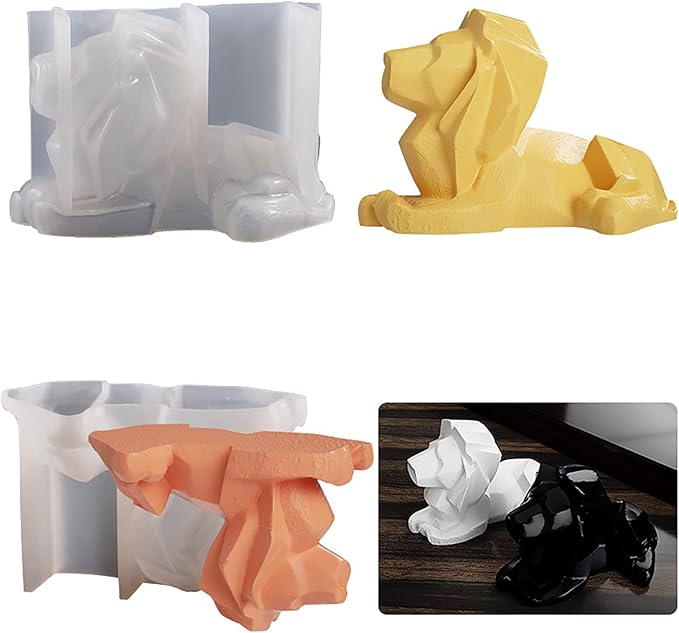 Abstract Lion Mold - Silicone Animal & Candle Mold for Resin, Clay & Cake Making - 3D Craft Supplies