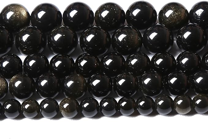 10MM 38PCS Natural Stone Golden Obsidian Loose Spacer Beads for Jewelry Making DIY Bracelet
