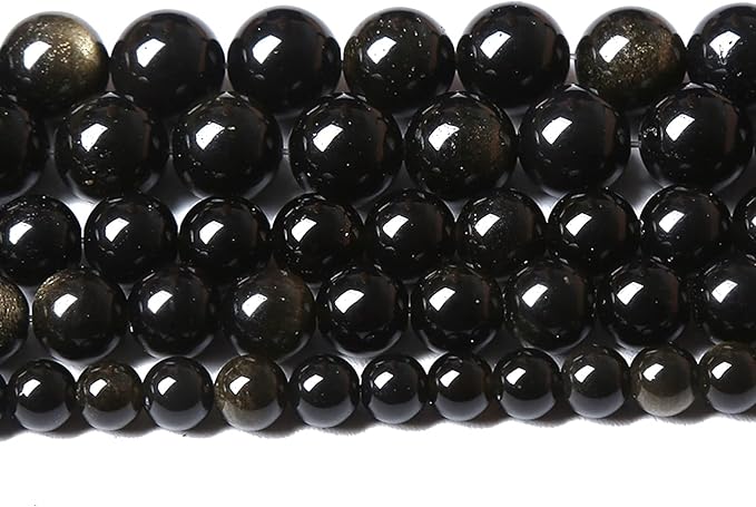 6MM 60PCS Natural Stone Golden Obsidian Loose Spacer Beads for Jewelry Making DIY Bracelet
