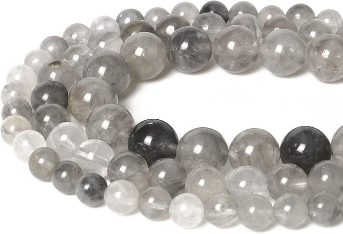 60pcs 6mm Natural Stone Beads Greystone Crystal Beads Energy Crystal Power Gemstone for Jewelry Making, DIY Bracelet Necklace