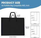 ZKOO Art Portfolio Bag, 24 x 36 Extra Large Light Weight Art Portfolio Case Shoulder Strap, Handle, Waterproof Nylon, Artwork Storage Box Ideal for Artwork, Canvas, Poster, Sketching, Drawing (Black)