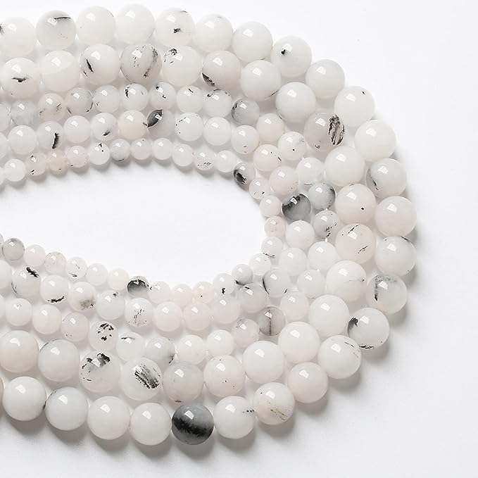 10MM 38PCS Natural Stone Ink Spots Jade Loose Beads for Jewelry Making DIY Bracelet Necklace