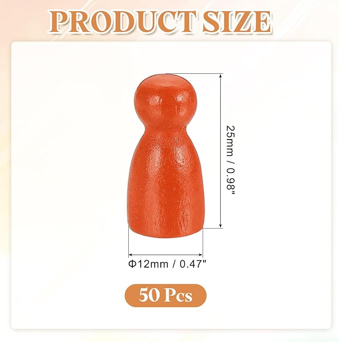 uxcell 50Pcs Wood Peg Dolls Unfinished, 1" x 1/2" Natural Wooden Blank Family Figures Peg Dolls Body for Painting, Decoration, Craft Art Projects, Orange