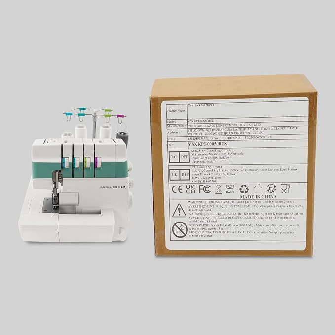 Overlock Sewing Machine, 1200SPM 3/4 Thread Serger with Differential Feed Roll Hem, Electric Sewing Machine for Home Workshop (Green White)