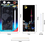 Georgie Porgy Scratch Paper Art Set for Kids Adults Magic Rainbow Scratchboards for DIY Arts and Crafts Kits Christmas Birthday Gift with Scratching Tools Kit (Bookmarks-Famous Scenery+Ancient Style)