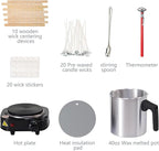 Aroparc Candle Making Kit with Wax Melter, 40 oz Double Boiler Wax Melting Pot, Thermometer, Wick Centering Device, Hot Plate and Supplies for Beginners