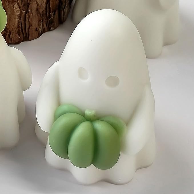 Pumpkin Ghost Cylinder Candle & Resin Mold - Resin Casting Silicone Molds for Home Decor & Candle Making Wave Spiral Mold