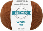 Estako Wool 98 100% Superwash Merino Wool Medium Worsted Weight Soft Knitting and Crochet Yarn 1.76 oz (50gr) 98 yds (90 m) (6369-Cinnamon)