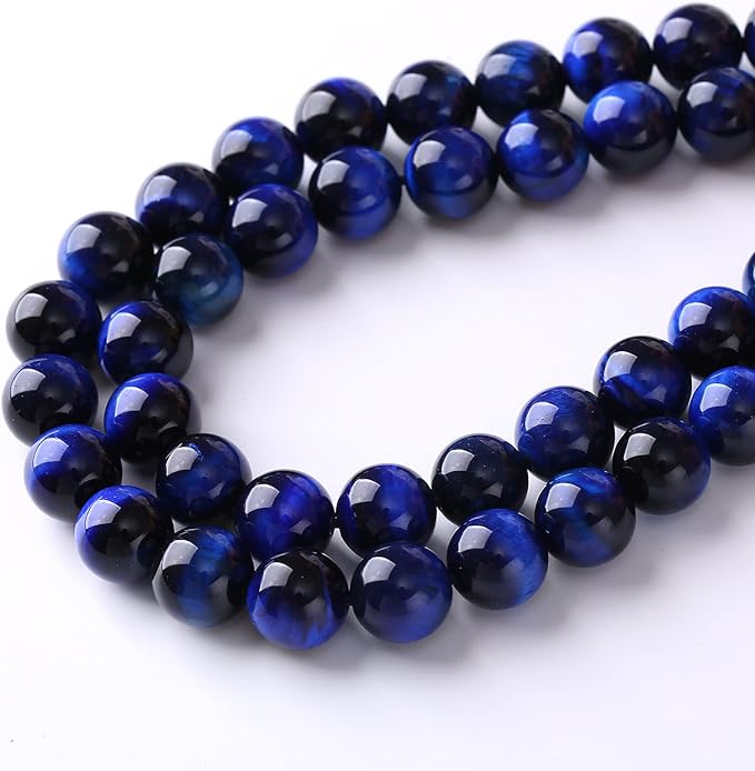 Natural Stone Lapis Blue Tiger Eye Beads Round Loose Spacer Beads for Jewelry Making DIY Bracelet Necklace 4mm 90pcs(Natural Lapis Blue Tiger, 4mm)