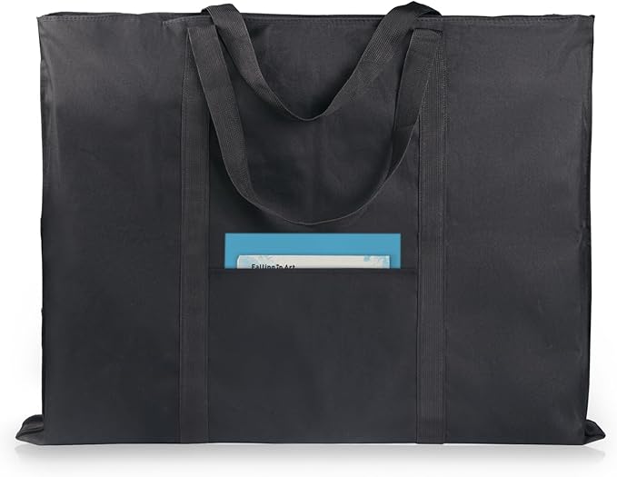 JJRING Dacron Light Weight Art Portfolio Bag, 22'' x 28.5'' for 20'' x 26'' Artworks, Black Carrying Storage Case for Poster, Sketching, and Drawing