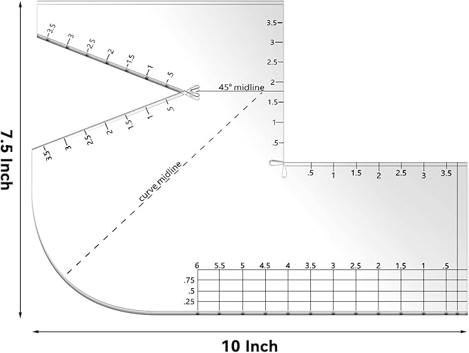 Copkim 2 Pack Boxed Bag Making Template Acrylic Template Patchwork Ruler Sewing Tools Set for Beginners Curve Notion Bag Zip Pocket DIY Sewing