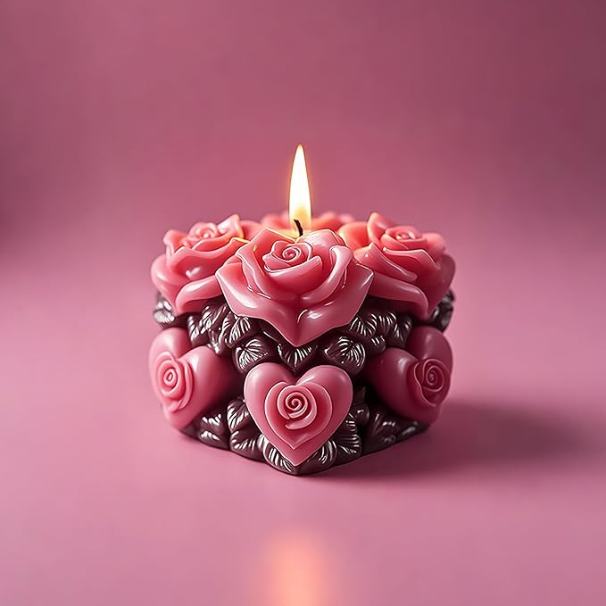 Rose Flower Heart Succulent Cylinder Molds Silicone Wave Spiral Candle Mold - Silicone Resin Casting Molds for Candle & Resin & Soap Craft Supplies