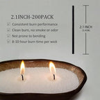 200-Pack Pearled Candle Cotton Wicks for Sand Candles Making - 2 Inch MANNYCOM Metal-Free and Lead-Free Refill Sand Wax Wick for Making DIY (Black)