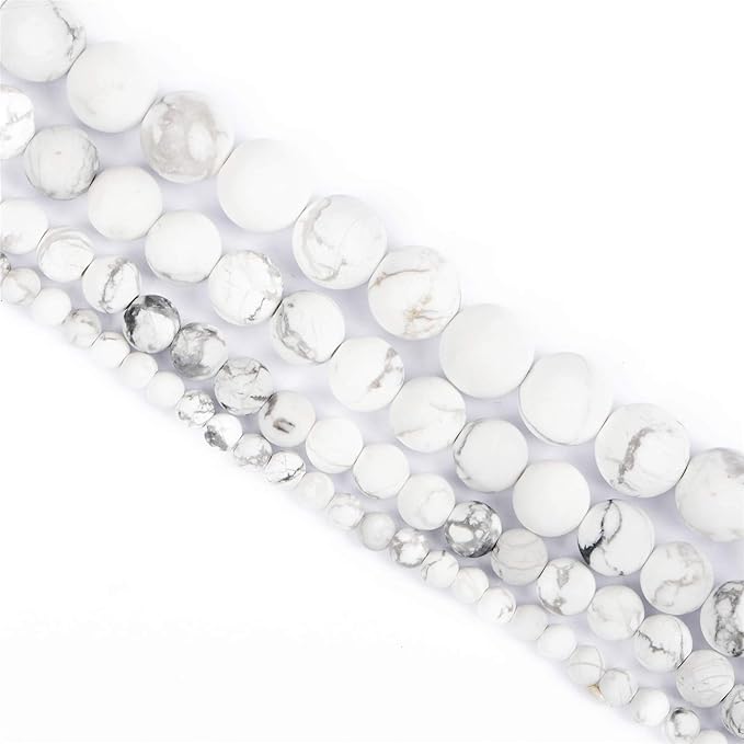 NCB Matte White Howlite Beads 200pcs 8mm Round Gemstone Beads Spacer Charm Beads Natural Stone Loose Beads for Bracelet Necklace Jewelry Making 4mm 6mm 8mm 10mm (Matte White Howlite, 8mm 200Beads)