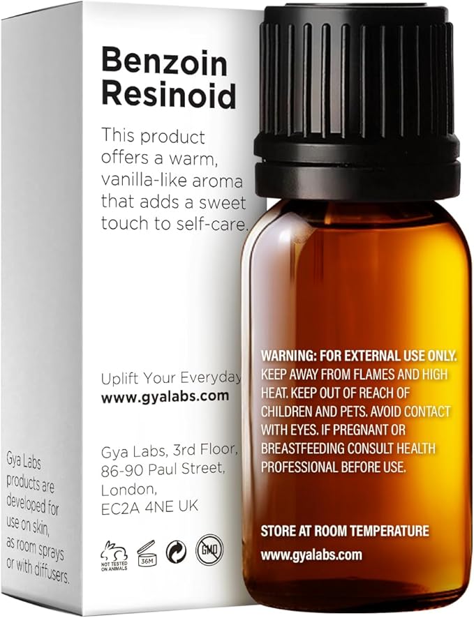 Gya Labs Benzoin Resinoid Essential Oil - 0.34 Fl Oz - for Hair, Skin, Diffuser, Aromatherapy & DIY Candle Making Scent